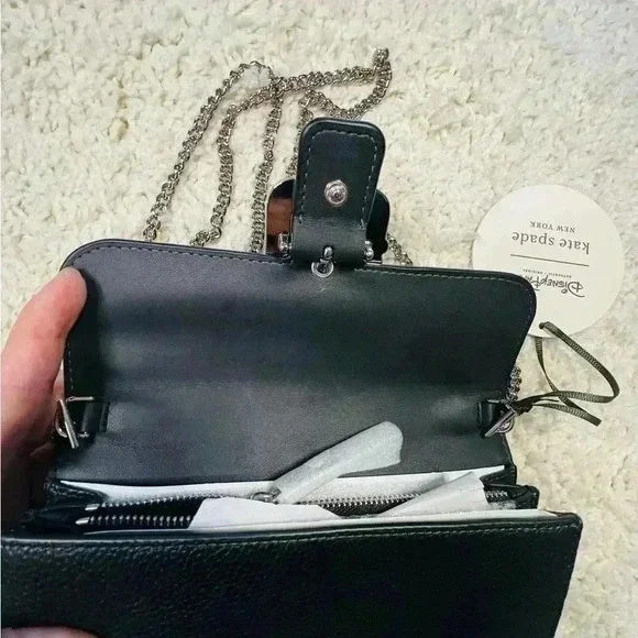 KATE SPADE DISNEY PARKS MINNIE MOUSE LEATHER WALLET CROSSBODY BAG NWT - Picture 6 of 13